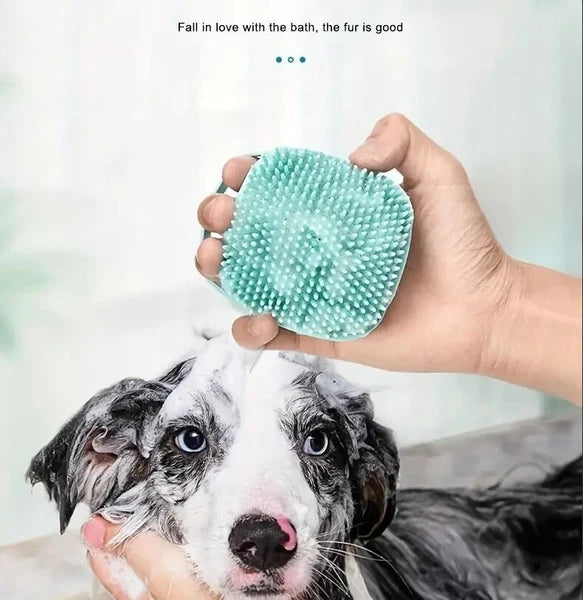 Pet Shampoo Brush, Silicone Massage Rubber Bath Comb With Shampoo Storage For Do