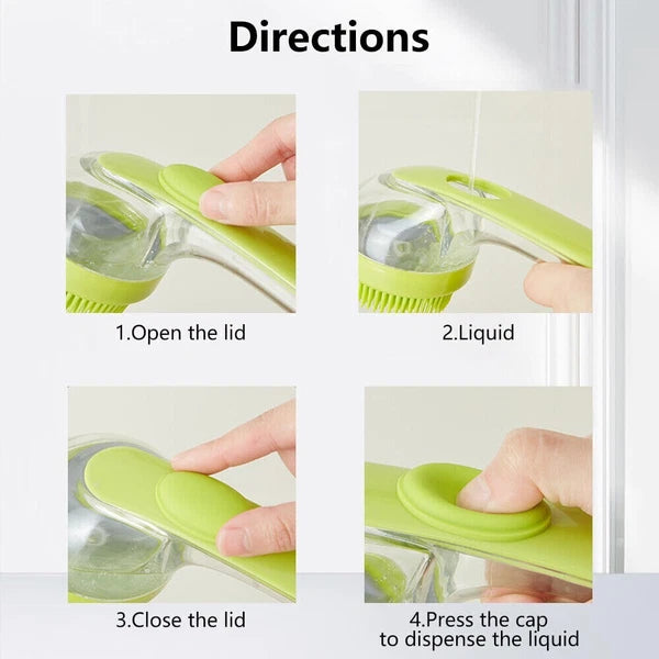 Dog Shampoo Brush with Soap Dispenser Pet Bath Brush Long Handle for Shower