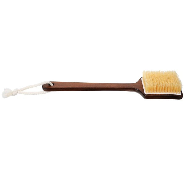 Bath Brush Wooden Handle Shower Brush Shower Exfoliating Bristle Scrubber For