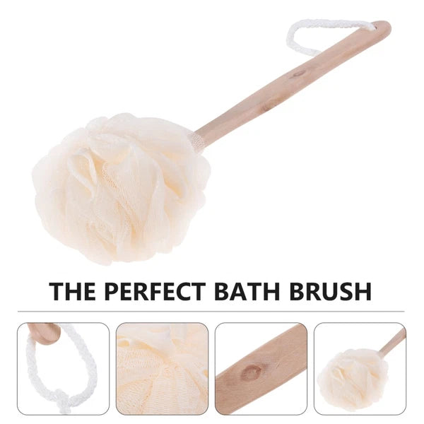 Long Handle Bath Sponge Exfoliating Brush Loofah Mesh for Travel and Home