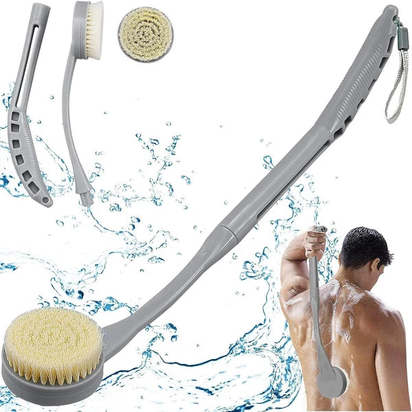 Exfoliating Bath Shower Body Brush Back Scrubber with Long Curved Handle