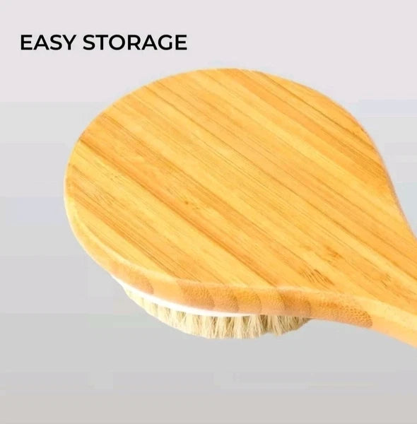 Body Brush Back Scrubber - Long Handle Bath Shower Brush Natural Bristles - H&S