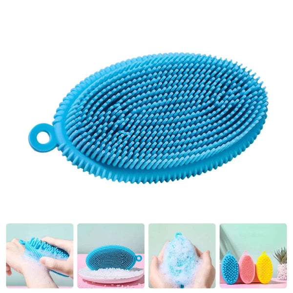 Bath Brush Child Man Dry Brushing Body Hand Held Silicone Scrubber