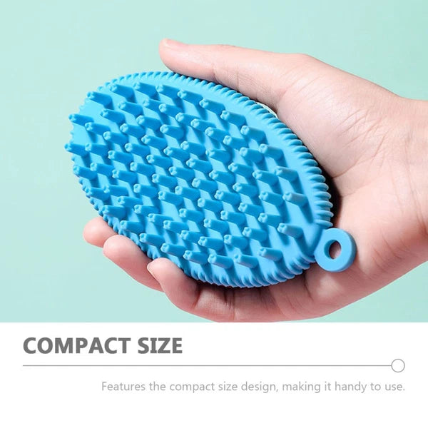 Bath Brush Child Man Dry Brushing Body Hand Held Silicone Scrubber