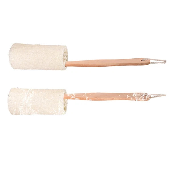Long Handle Bath Wooden Loofah Brush Natural Exfoliating Sponge Body Scrubber
