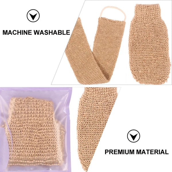 2Pcs Bath Exfoliating Gloves Ramie Jute Body Scrubber for Soft Skin
