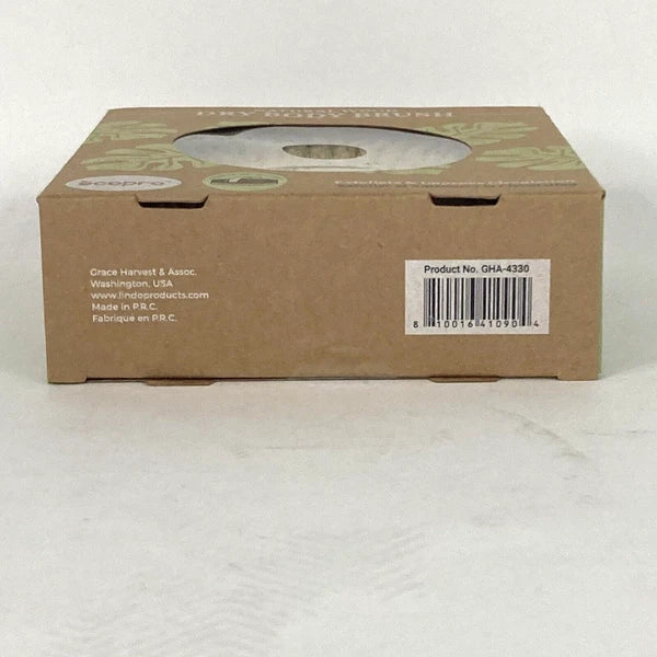 Ecopro - Natural Wood Dry Body Brush - Round - Canvas Strap - GHA-4330 - New!