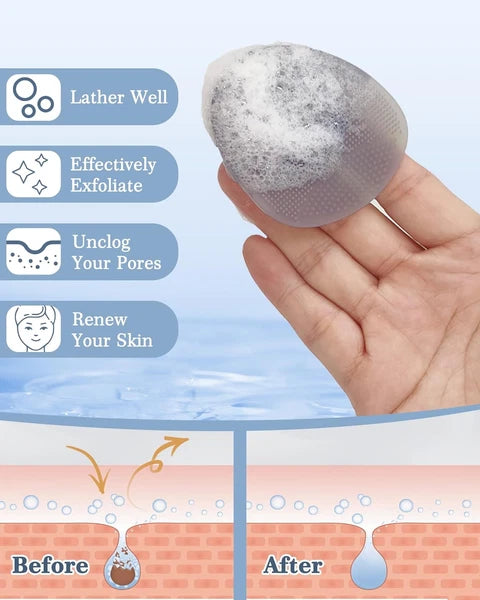 Manmihealth Silicone Back Scrubber (Thick Bristles) & Bath Glove & Face Brush