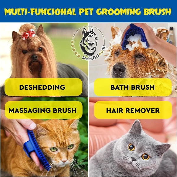 Dog Grooming Brush - Dog Bath Brush - Cat Grooming Brush - Dog Washing Brush - R