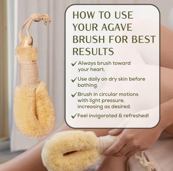 NEW CSM Agave & Lotus Wood & Rope Natural Vegan Lymphatic Massage Dry Body Brush