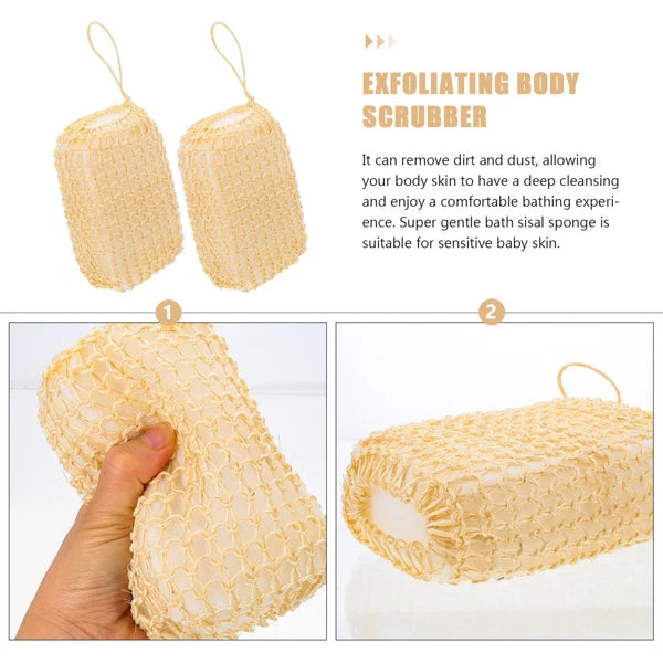 2 Pcs Silk Bath Towel Body Exfoliator Scrubber Brush Exfoliating Sisal