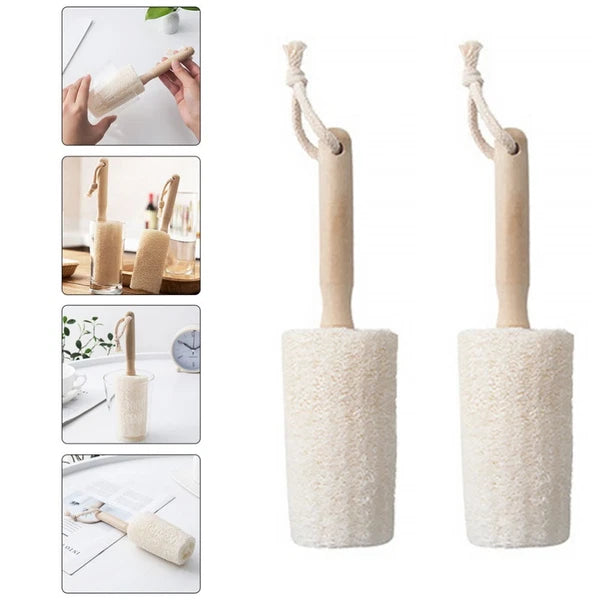 2Pcs Natural Loofah Bath Brush for Body Exfoliation and Back Scrubbing
