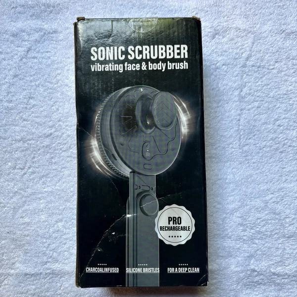 Sonic Scrubber Silicone Face & Body Brush Rechargeable Telescoping Handle New
