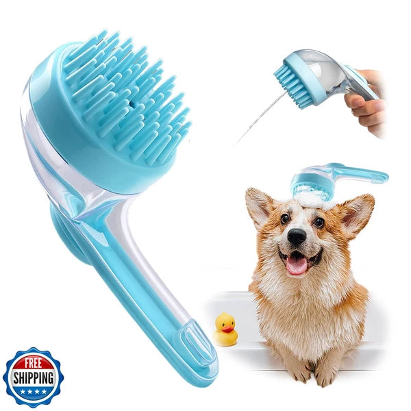LOOHOI Dog Bath Brush, Silicone Pet Bath Brush with Soap Dispenser,Deep Clean