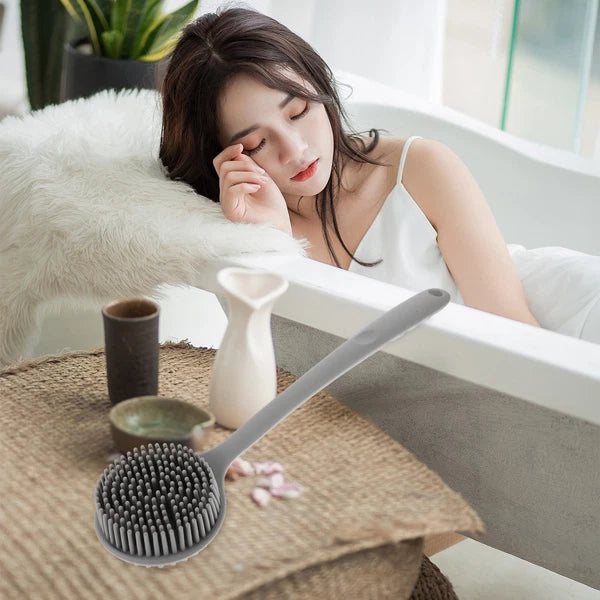 Silicone Bath Brush Back Scrubber for Shower Long Handle